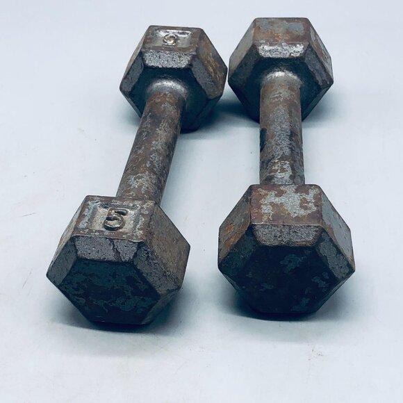 vintage metal weights 5 pounds set of 2 READ - Picture 3 of 4